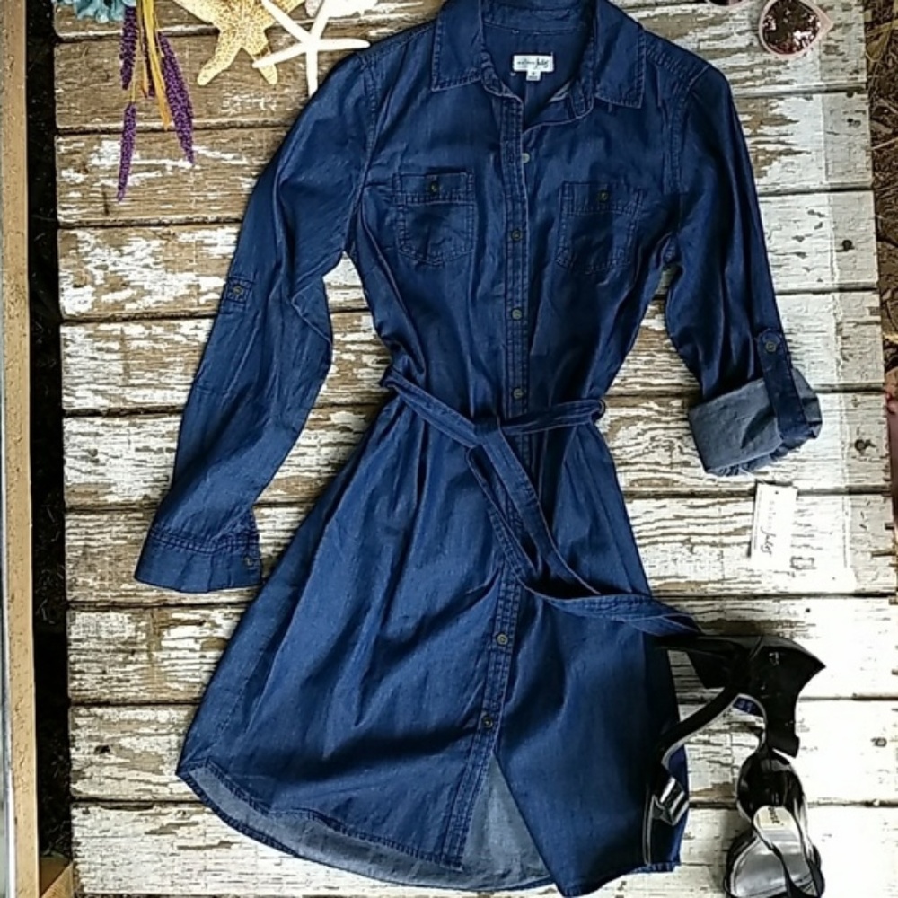 🌴HP🌴NWT Maison Jules Chambray Dress - Picture 3 of 8